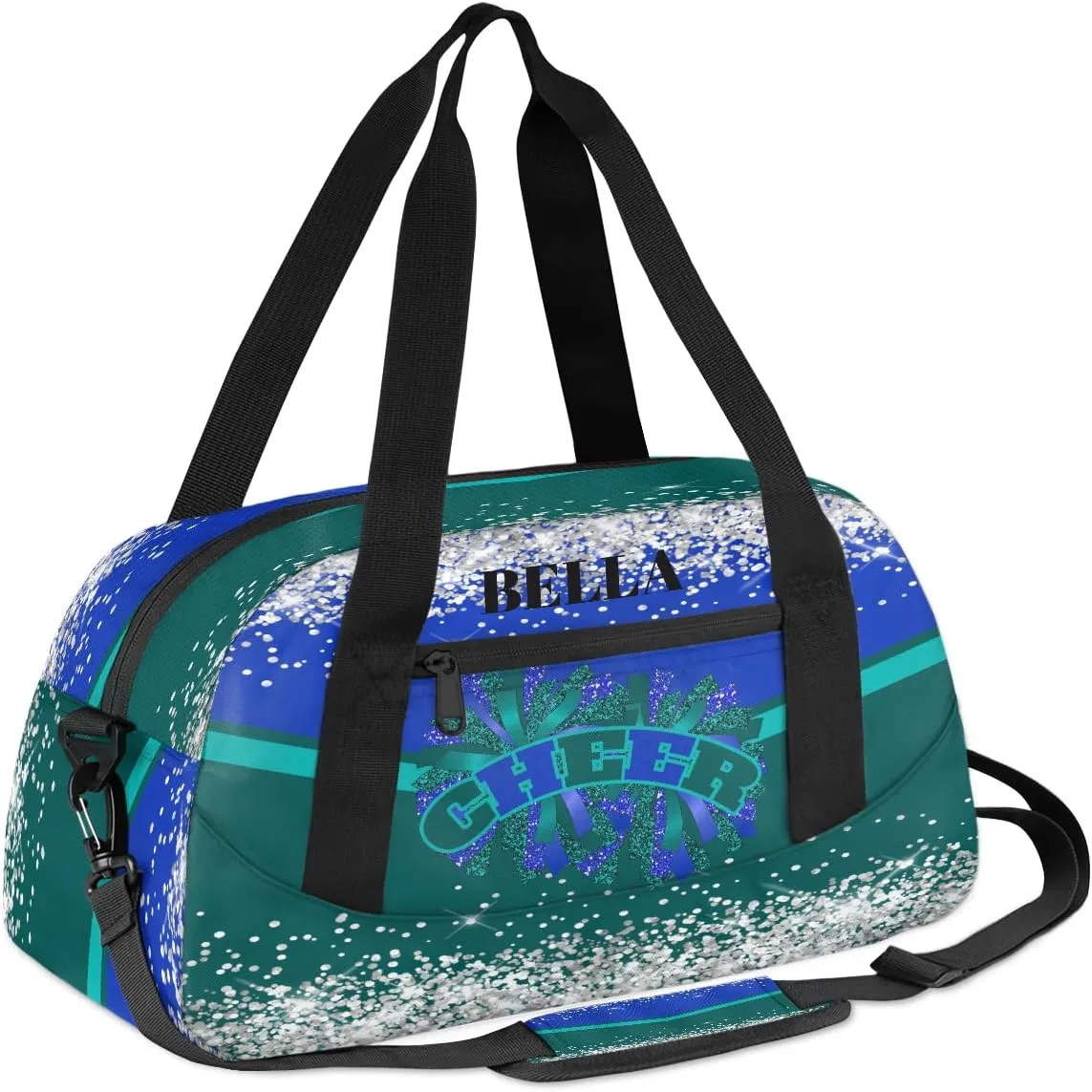 Personalized Cheer Bags for Cheerleaders Custom Cheer Bag for Girls Dark Green Blue Glitter Kids Travel Duffel Sport Gym Bag School Practice Dance Bag