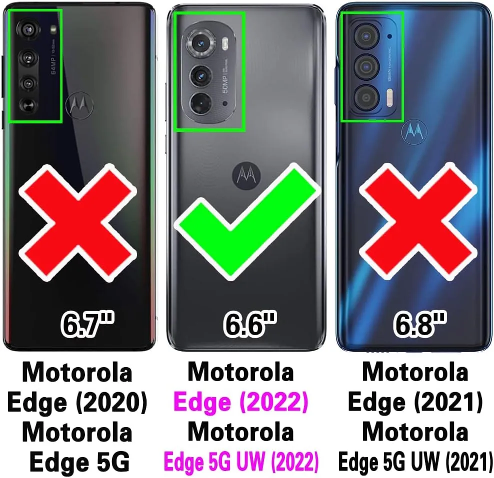 Phone Case for Motorola Moto Edge 2022/MotoEdge 5G UW 2022 Zipper Wallet Detachable Cell Cover with Screen Protector Crossbody Strap Bling Flip Credit Card Holder Gen 3 XT2205-1 XT2205-2 Women Pink