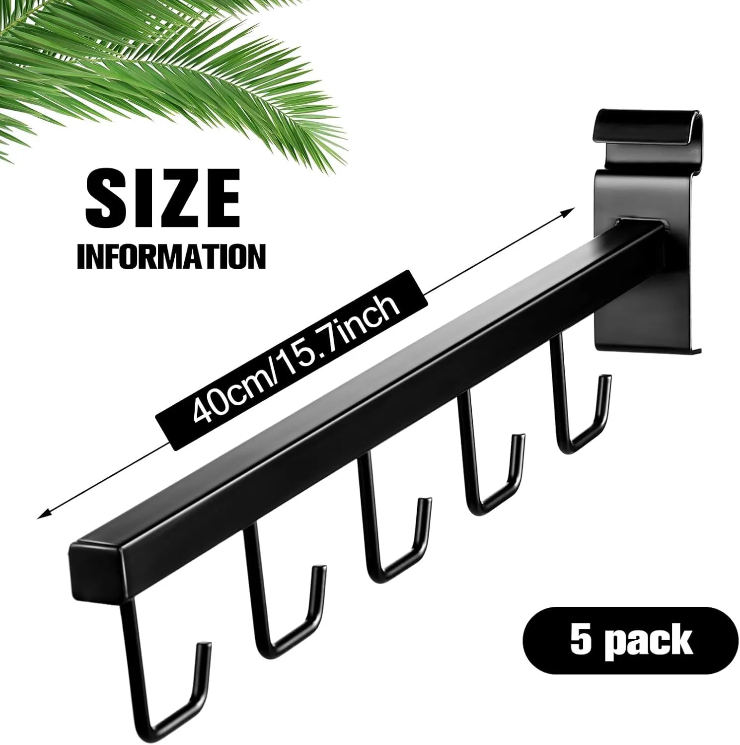 Qunclay 5 Packs Wire Grid Waterfall Faceout with 5 Hooks for Gridwall, J Hook Gridwall Hooks Square Tube Fixture for Grid Wall Totes Bag Merchandising Accessories Display 15.7 Inch(Black)