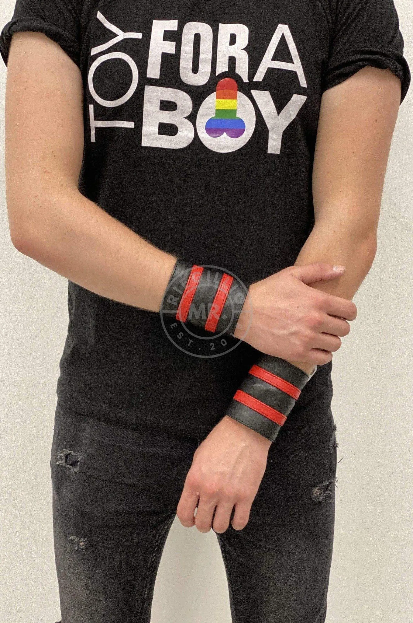 Red Wrist Wallet - Double Stripe