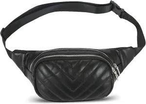 Small Belt Bags For Women,Sling Crossbody Fanny Pack,Cross Body Bag Purse For Trave,PU Leather,Gray Champagne, Black