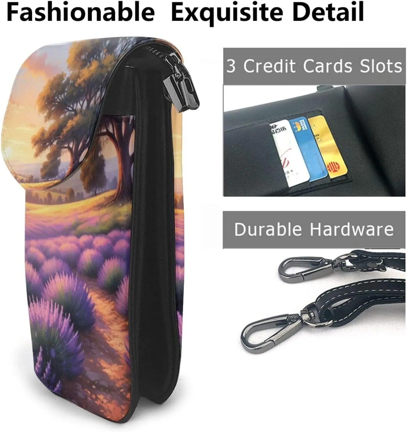 Small Crossbody Bags for Women,Leather Shoulder Bag for Cell Phone Purse with Strap and Rainbow Hearts Printed