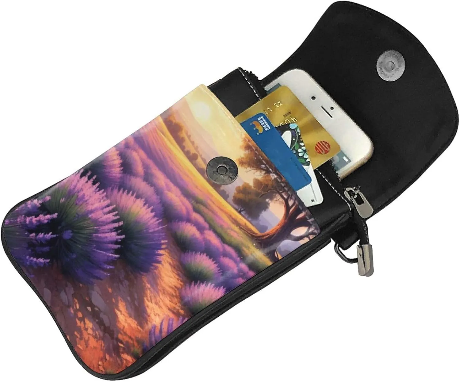 Small Crossbody Bags for Women,Leather Shoulder Bag for Cell Phone Purse with Strap and Rainbow Hearts Printed