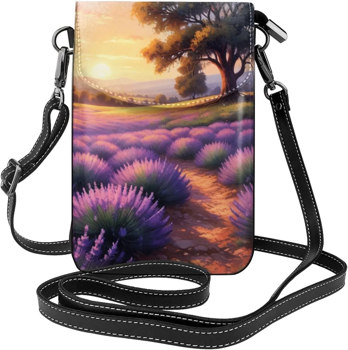 Small Crossbody Bags for Women,Leather Shoulder Bag for Cell Phone Purse with Strap and Rainbow Hearts Printed