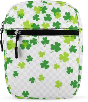 St. Patrick's Day Shamrock Mini Messenger Bag Small Satchel Green Clover Crossbody Bag Cross Body Shoulder Bag With Adjustable Straps