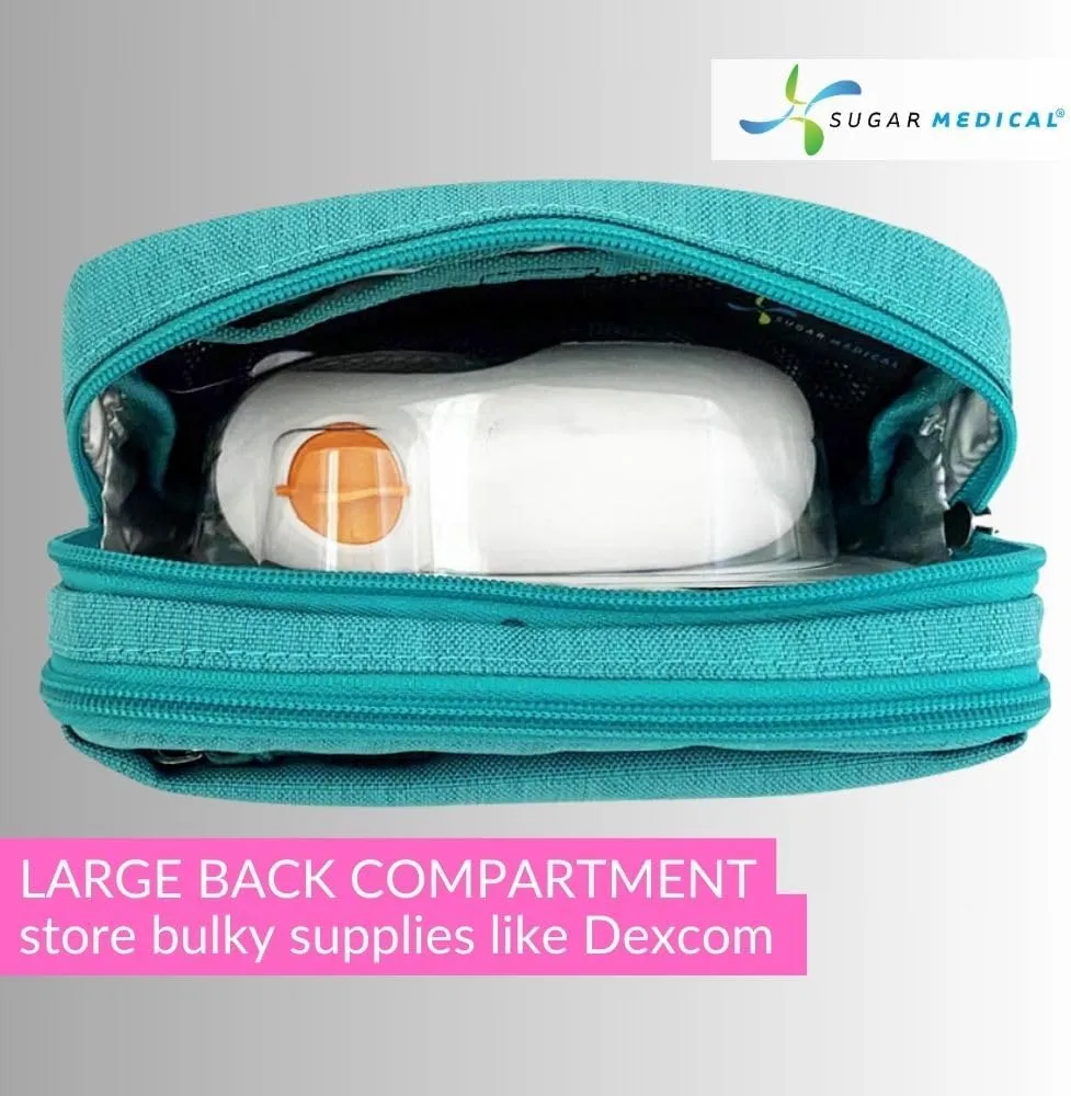 Sugar Medical Insulated Diabetes Supply Bag  Glucose Meter Case & Diabetic Organizer | Crossbody or Belt Bag for Insulin, Test Strips, Lancets & More. (Ocean)