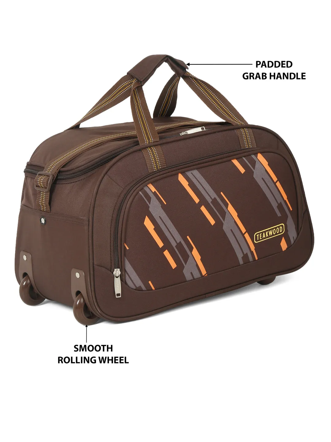 Teakwood Leather Brown Printed Medium Duffel Bag