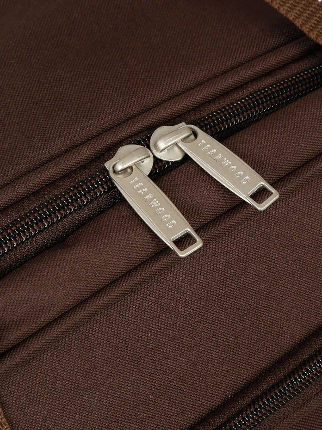 Teakwood Leather Brown Printed Medium Duffel Bag