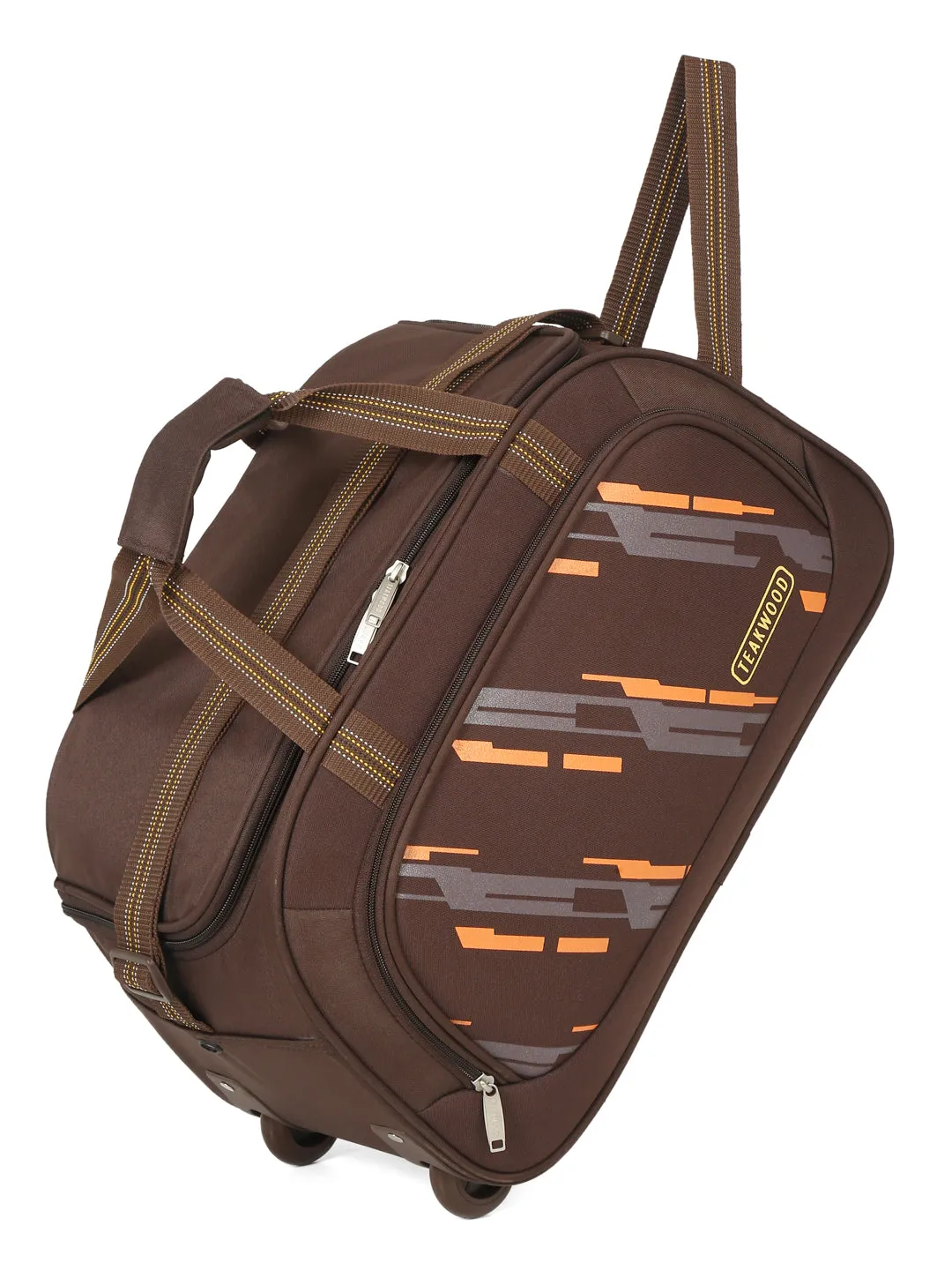 Teakwood Leather Brown Printed Medium Duffel Bag