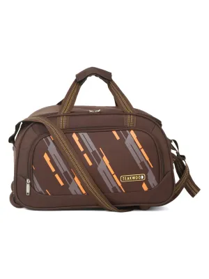Teakwood Leather Brown Printed Medium Duffel Bag