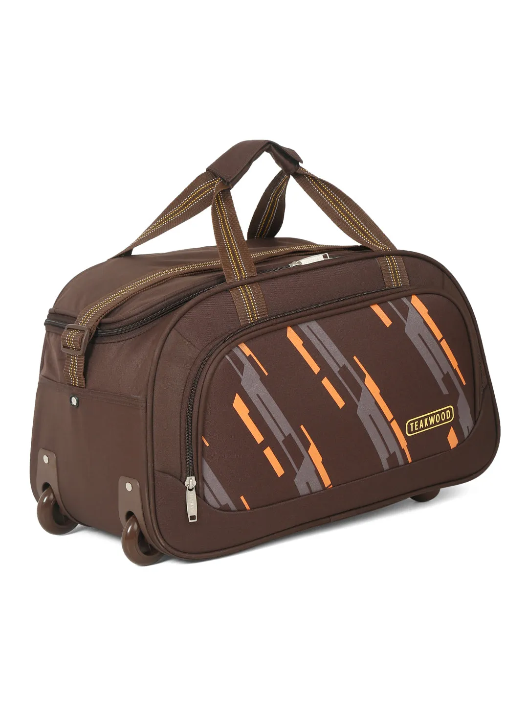 Teakwood Leather Brown Printed Medium Duffel Bag