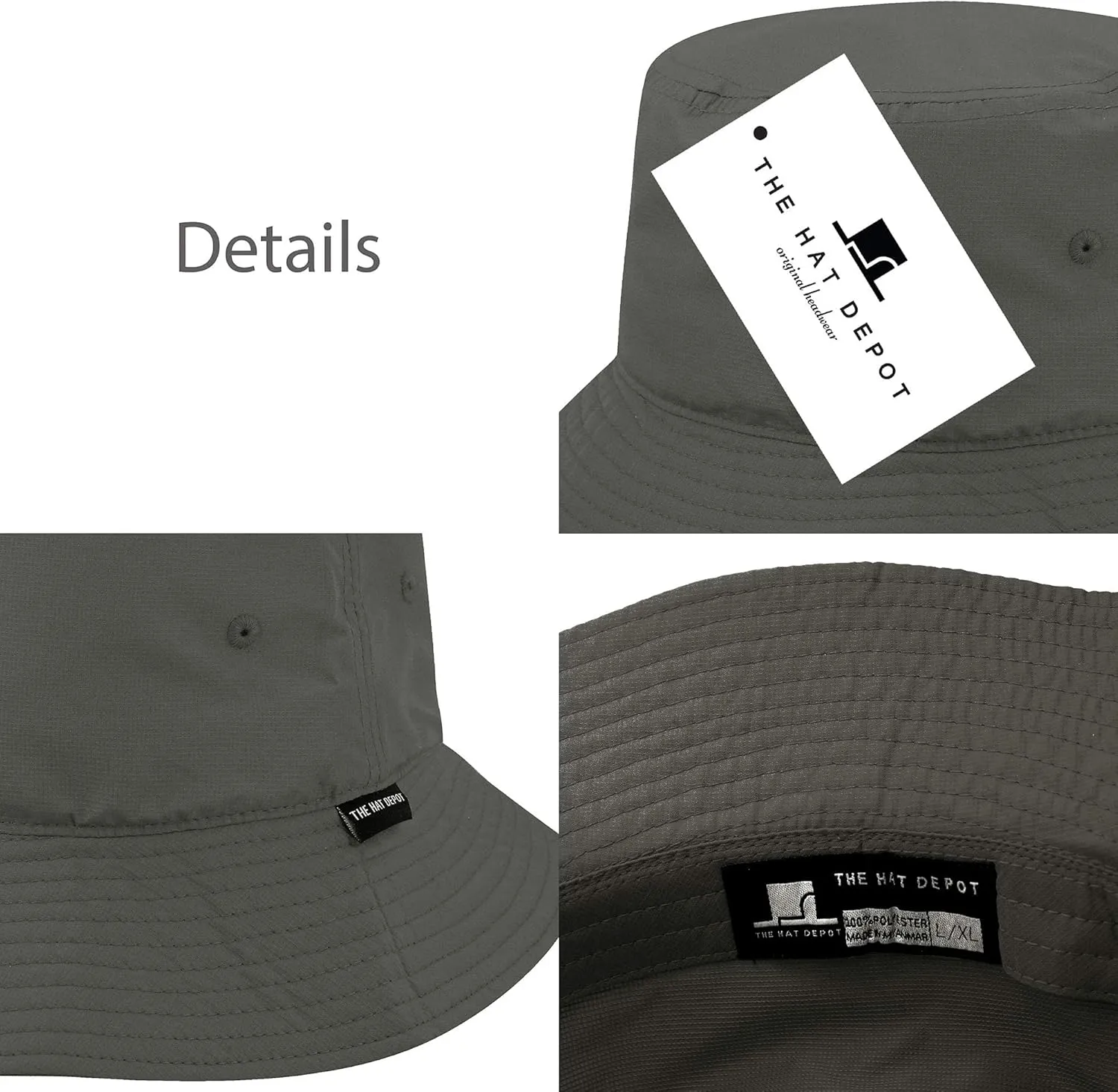 The Hat Depot Lightweight, Quick Dry Polyester Packable Nylon Bucket Sun Hat