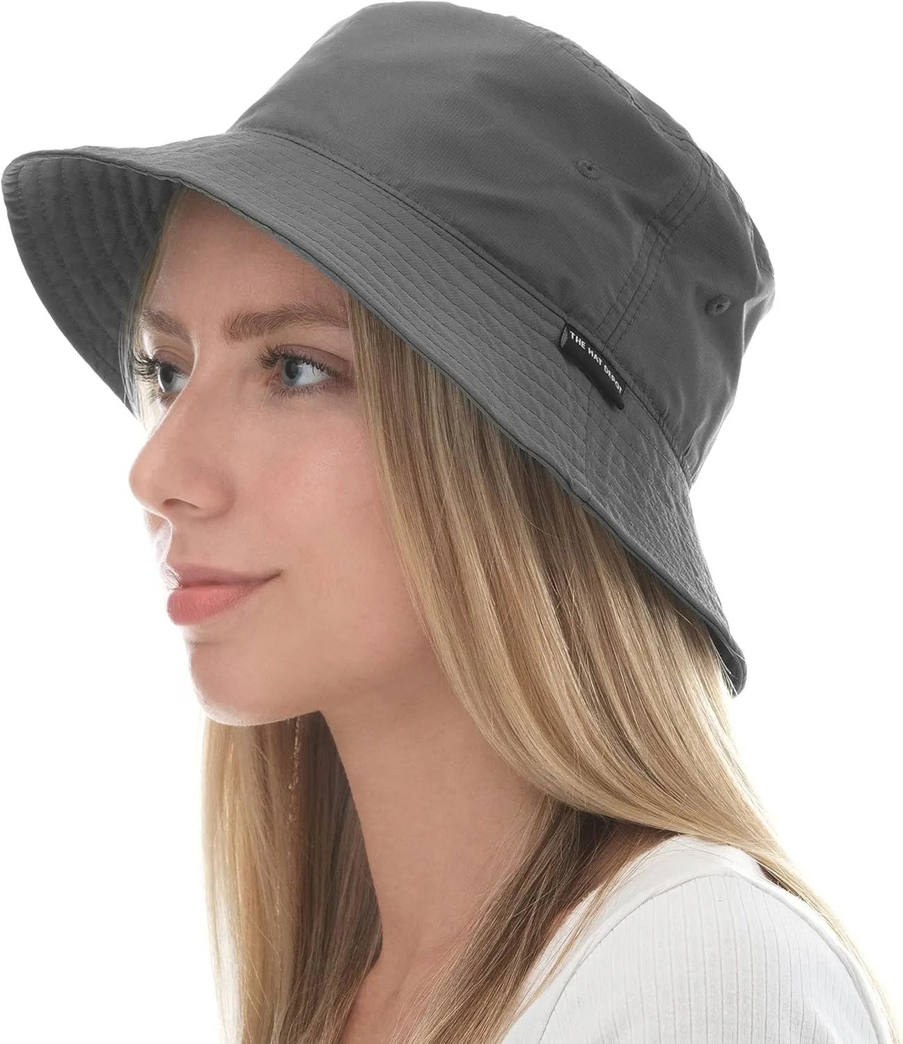 The Hat Depot Lightweight, Quick Dry Polyester Packable Nylon Bucket Sun Hat
