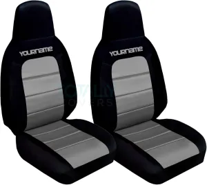 Totally Covers Compatible with 2006-2015 Mazda MX-5 Miata 2-Tone Seat Covers w Your Name/Text: Black & Silver (21 Colors) Seat Belt Holder & Side Airbag Compatible Bucket
