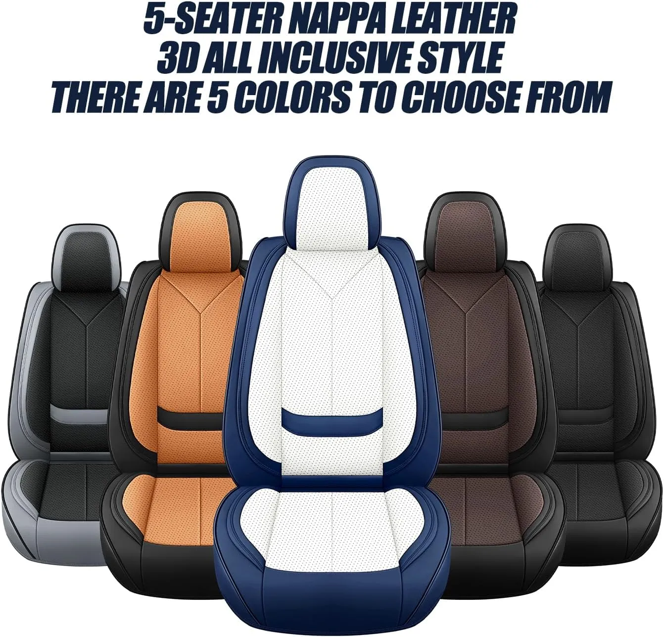 Universal Waterproof Nappa Leather Car Seat Covers - Full Set Protects & Keeps Front Rear Seats Clean - Comfortable & Fashionable Bucket Seat Protector Fits Most Cars, SUVs, Sedans -BlackAsh