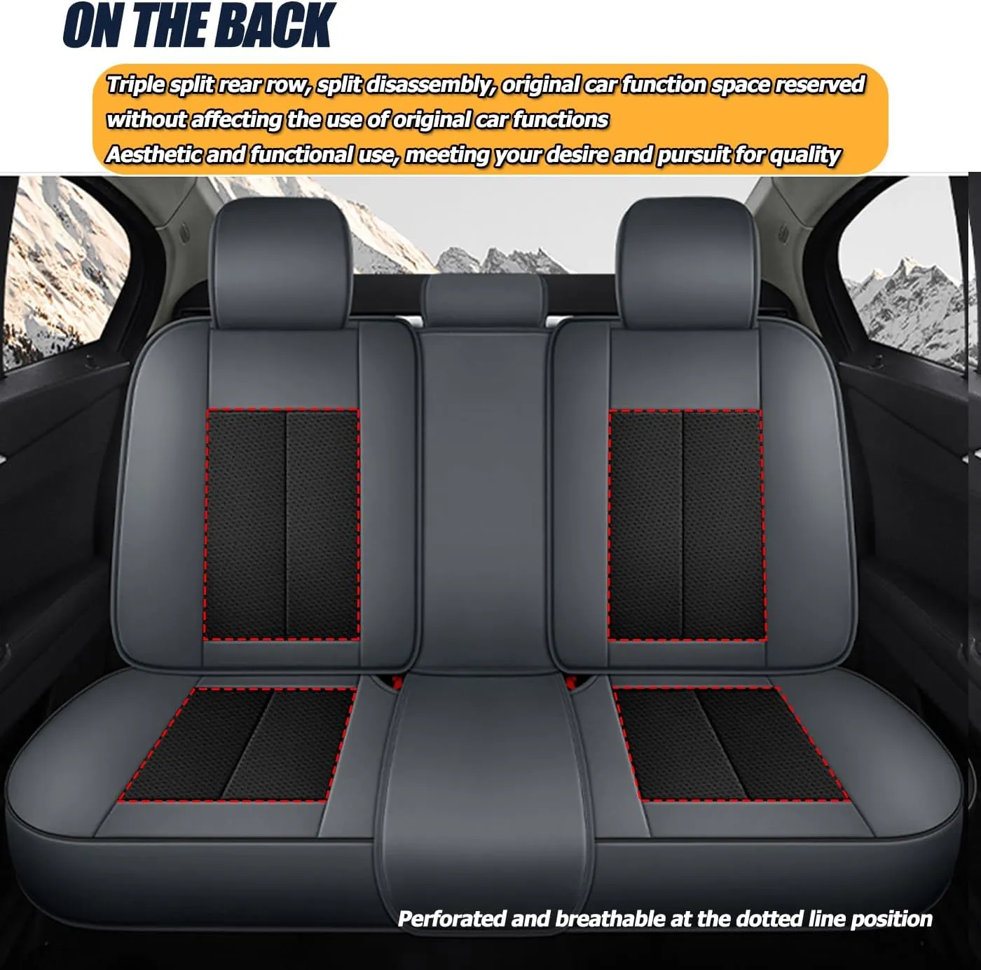 Universal Waterproof Nappa Leather Car Seat Covers - Full Set Protects & Keeps Front Rear Seats Clean - Comfortable & Fashionable Bucket Seat Protector Fits Most Cars, SUVs, Sedans -BlackAsh