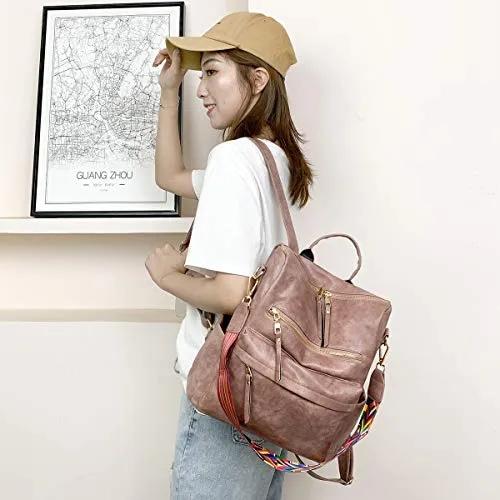 Women's Fashion Backpack Purses Multipurpose Design Convertible Satchel Handbags and Shoulder Bag PU Leather Travel bag