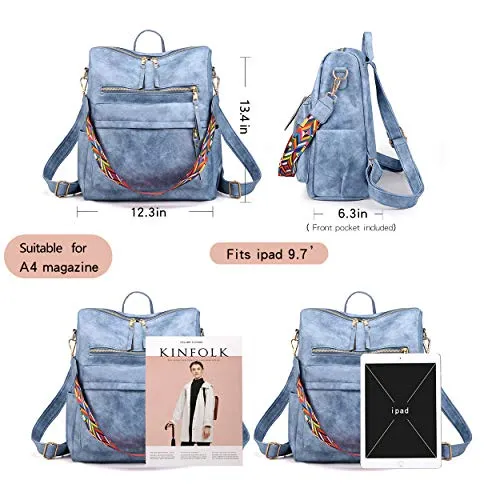 Women's Fashion Backpack Purses Multipurpose Design Convertible Satchel Handbags and Shoulder Bag PU Leather Travel bag