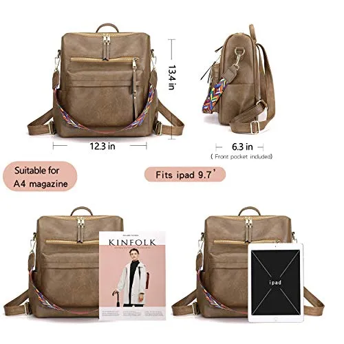 Women's Fashion Backpack Purses Multipurpose Design Convertible Satchel Handbags and Shoulder Bag PU Leather Travel bag