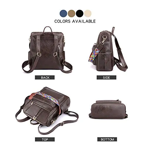 Women's Fashion Backpack Purses Multipurpose Design Convertible Satchel Handbags and Shoulder Bag PU Leather Travel bag