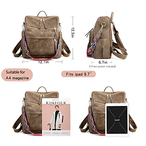 Women's Fashion Backpack Purses Multipurpose Design Convertible Satchel Handbags and Shoulder Bag PU Leather Travel bag