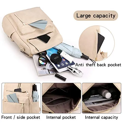 Women's Fashion Backpack Purses Multipurpose Design Convertible Satchel Handbags and Shoulder Bag PU Leather Travel bag