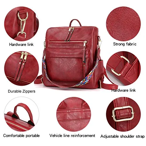 Women's Fashion Backpack Purses Multipurpose Design Convertible Satchel Handbags and Shoulder Bag PU Leather Travel bag