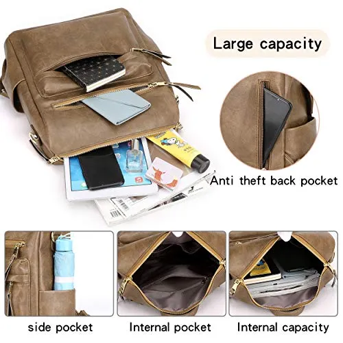 Women's Fashion Backpack Purses Multipurpose Design Convertible Satchel Handbags and Shoulder Bag PU Leather Travel bag