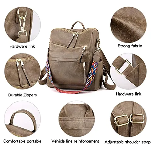 Women's Fashion Backpack Purses Multipurpose Design Convertible Satchel Handbags and Shoulder Bag PU Leather Travel bag