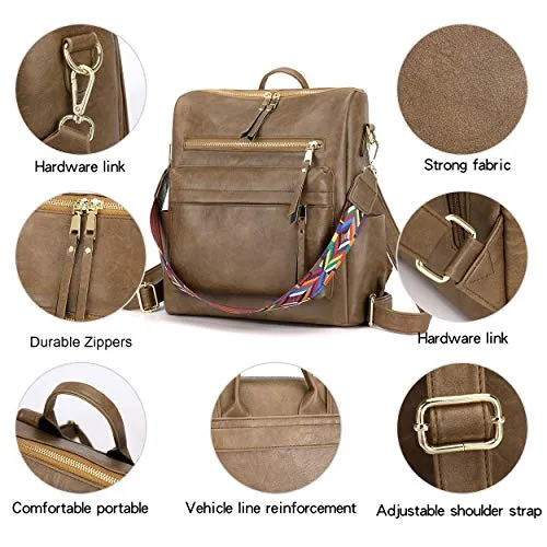 Women's Fashion Backpack Purses Multipurpose Design Convertible Satchel Handbags and Shoulder Bag PU Leather Travel bag
