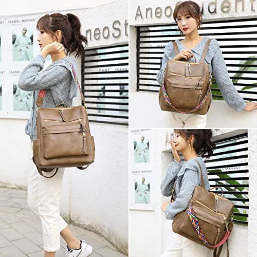 Women's Fashion Backpack Purses Multipurpose Design Convertible Satchel Handbags and Shoulder Bag PU Leather Travel bag
