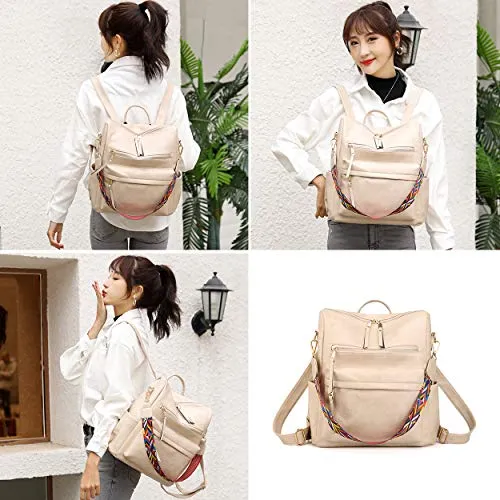 Women's Fashion Backpack Purses Multipurpose Design Convertible Satchel Handbags and Shoulder Bag PU Leather Travel bag