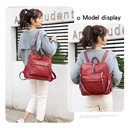 Women's Fashion Backpack Purses Multipurpose Design Convertible Satchel Handbags and Shoulder Bag PU Leather Travel bag
