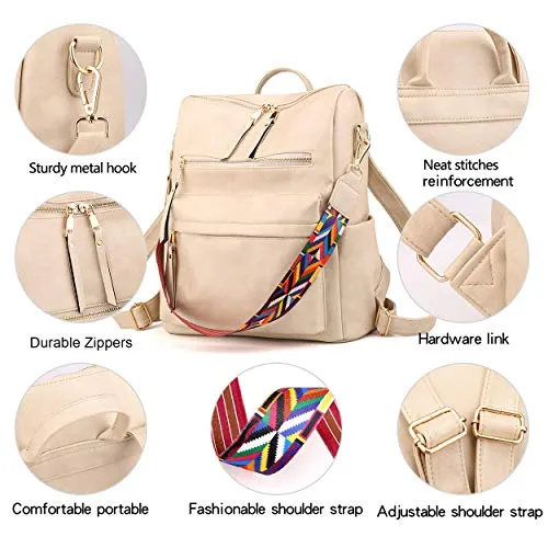 Women's Fashion Backpack Purses Multipurpose Design Convertible Satchel Handbags and Shoulder Bag PU Leather Travel bag