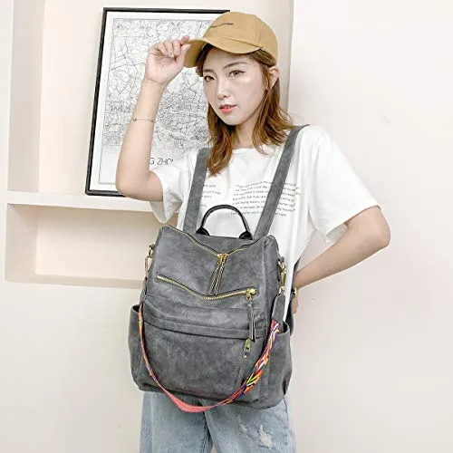 Women's Fashion Backpack Purses Multipurpose Design Convertible Satchel Handbags and Shoulder Bag PU Leather Travel bag