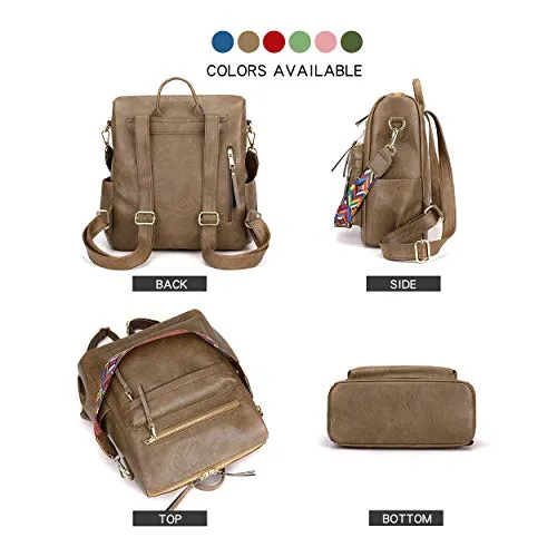 Women's Fashion Backpack Purses Multipurpose Design Convertible Satchel Handbags and Shoulder Bag PU Leather Travel bag