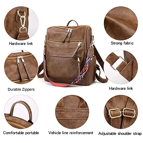 Women's Fashion Backpack Purses Multipurpose Design Convertible Satchel Handbags and Shoulder Bag PU Leather Travel bag