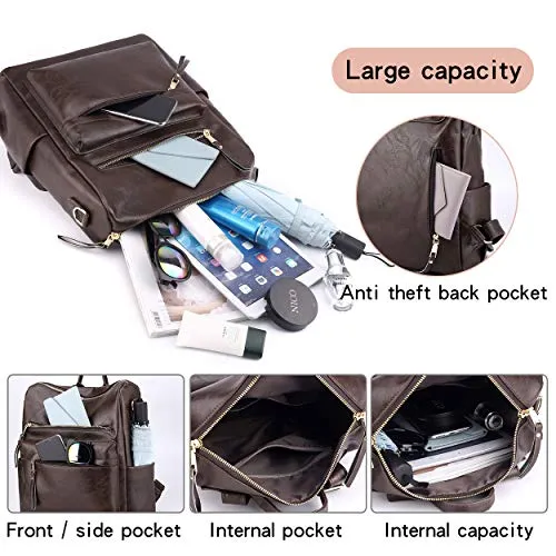 Women's Fashion Backpack Purses Multipurpose Design Convertible Satchel Handbags and Shoulder Bag PU Leather Travel bag
