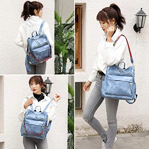 Women's Fashion Backpack Purses Multipurpose Design Convertible Satchel Handbags and Shoulder Bag PU Leather Travel bag