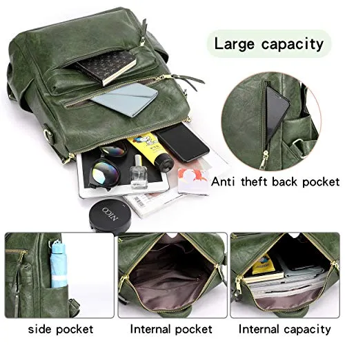 Women's Fashion Backpack Purses Multipurpose Design Convertible Satchel Handbags and Shoulder Bag PU Leather Travel bag