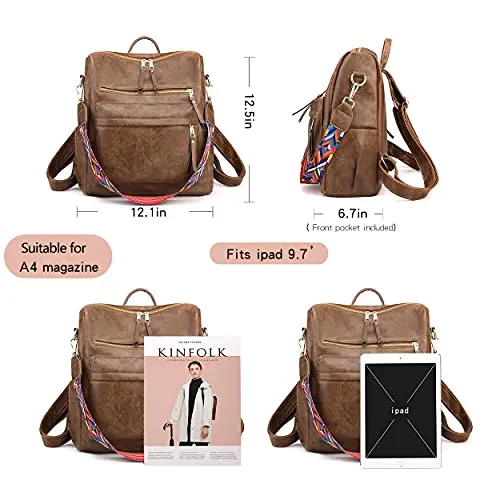 Women's Fashion Backpack Purses Multipurpose Design Convertible Satchel Handbags and Shoulder Bag PU Leather Travel bag