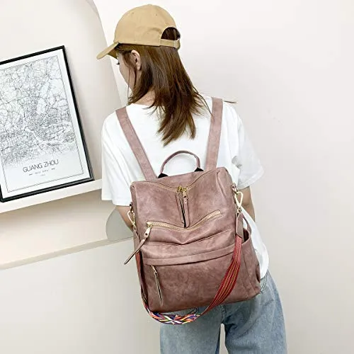 Women's Fashion Backpack Purses Multipurpose Design Convertible Satchel Handbags and Shoulder Bag PU Leather Travel bag
