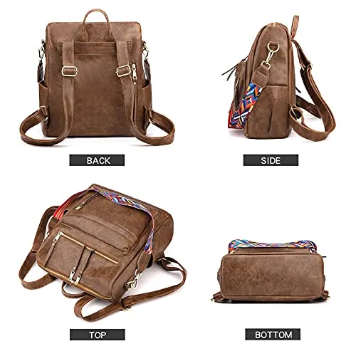 Women's Fashion Backpack Purses Multipurpose Design Convertible Satchel Handbags and Shoulder Bag PU Leather Travel bag