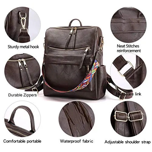 Women's Fashion Backpack Purses Multipurpose Design Convertible Satchel Handbags and Shoulder Bag PU Leather Travel bag