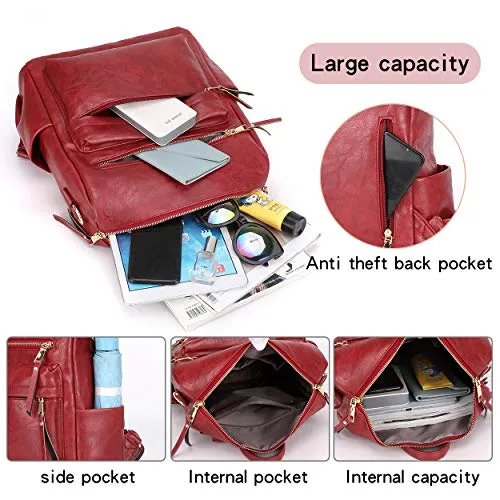 Women's Fashion Backpack Purses Multipurpose Design Convertible Satchel Handbags and Shoulder Bag PU Leather Travel bag