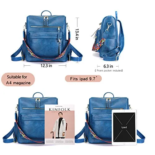 Women's Fashion Backpack Purses Multipurpose Design Convertible Satchel Handbags and Shoulder Bag PU Leather Travel bag