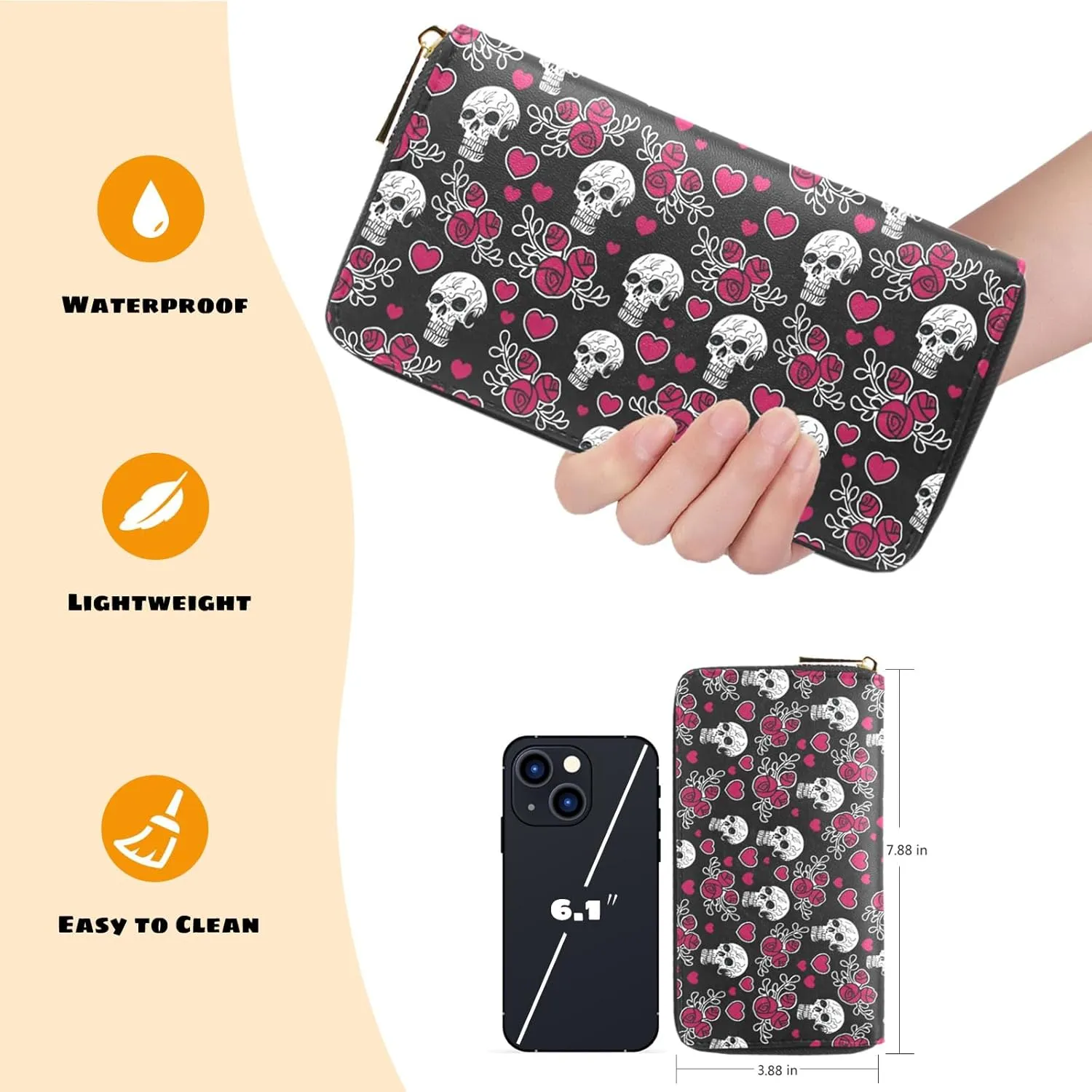 Womens Wallet PU Leather Long Purse Credit Card Clutch with Zipper Coin Purse
