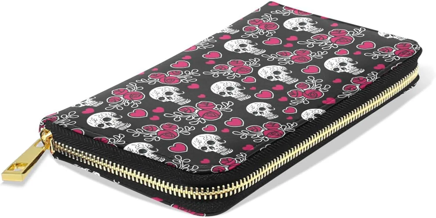 Womens Wallet PU Leather Long Purse Credit Card Clutch with Zipper Coin Purse