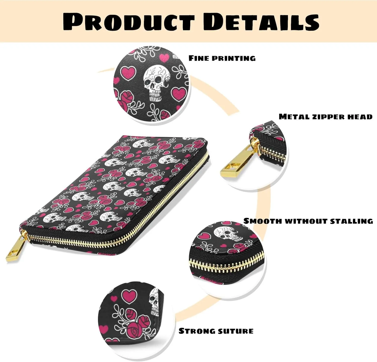 Womens Wallet PU Leather Long Purse Credit Card Clutch with Zipper Coin Purse